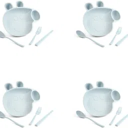 Pack of 4 Cartoon Design Wheat Straw Plate Set - Wheat Straw-22