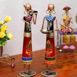 craft tree Red Metal Rural Lady Set Of 2 Figurine-picture-7