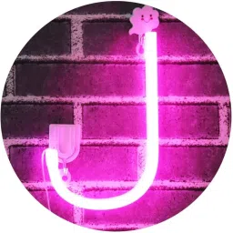 Marquee Alphabet Shaped Neon Led Light for Home Decoration and Wall Lamp, Pink, 1 Piece (Letter-J) Night Lamp-10