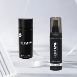 KERRATO HAIR FIBRES Set Of 2 Hair Fibres - 28g - Natural Black & Fibre Hold Spray - 100ml-32