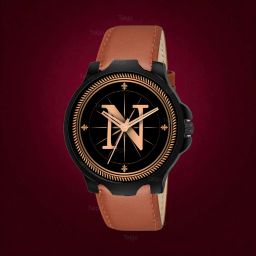 Fancy Design Stylish ALPHABET N Dial Beige Leather Strap Men Wrist Watch Analog Watch - For Men ALPHABET N Design Letter N Style ALPHA-N-3K-BLK-TAN-L-image-78
