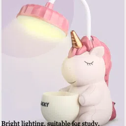 tlismi Uoicorn Shape 360° Flexible Neck Study Desk Lamp with Sharpener & Pen Holder Table Lamp image 3