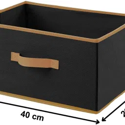 mteaser Multipurpose Rectangular Foldable Cloth Organizer| Durable Handle (Set of 3), Storage Box image 2