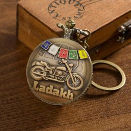 Tiny Tim Ladakh Bike Vintage Pocket-Watch Antique Gandhi Style Metallic Keychain Gifting Antique Ladakh Bike Pocket Watch Keychain Bronze Metal Pocket Watch Chain-image-29