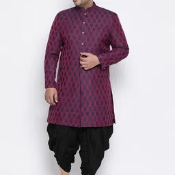 KISAH PLUS Men Purple & Black Woven Design Sherwani-image-59