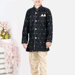 BownBee Boys Black Printed Silk Sherwani-picture-55
