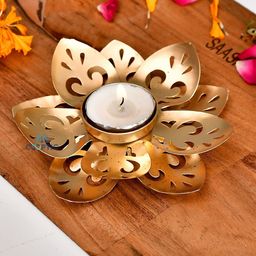 COOPTIC Gold Toned Flower Shape Tealights Candle holder-image-63