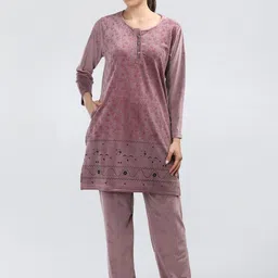 Duchess Velvet Printed Night suit-picture-35