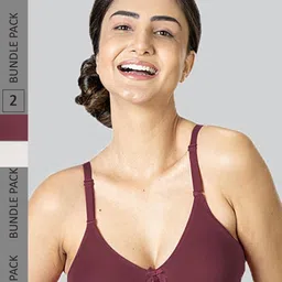 LYRA Pack Of 2 Cotton Rich Mesh Ladder Wire Free Moulded and Seamless Bra-image-98