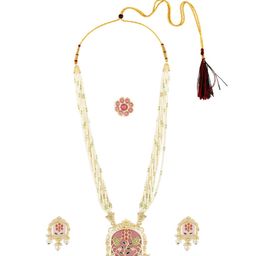 Zaveri Pearls Gold-Plated Kundan-Studded & Beaded Multistrand Jewellery Set image 2
