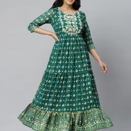 AURELIA Green Floral Printed Tiered Maxi Dress-picture-20