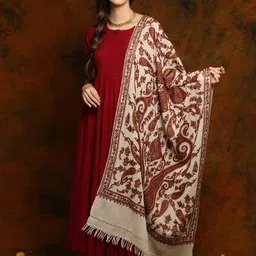 Exotic India Floral Embroidered Pure Wool Shawl-image-10