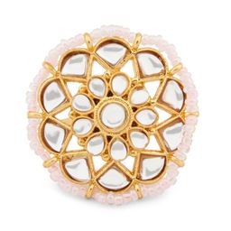 Zaveri Pearls Gold-Plated & Pink Stone-Studded & Beaded Jewellery Set image 5