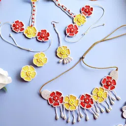 Sangria Gold-Plated Beaded & Tasseled Bridal Jewellery Set-image-37