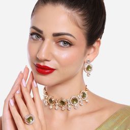 Zaveri Pearls Gold-Plated Kundan & Austrain Diamonds Jewellery Set-16