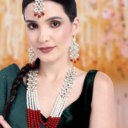 Peora Gold-Plated Artificial Stones & Beads Jewellery Set-picture-41