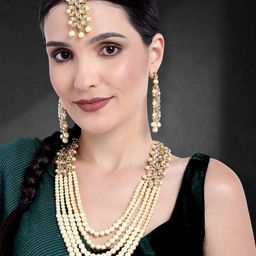 Peora Gold-Plated Artificial Stones & Beads Jewellery Set-image-21