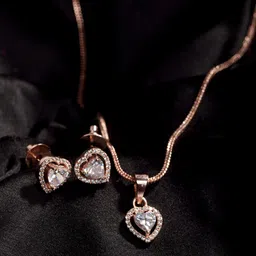 Saraf RS Jewellery Rose Gold-Plated & White AD-Studded Jewellery Set-image-20