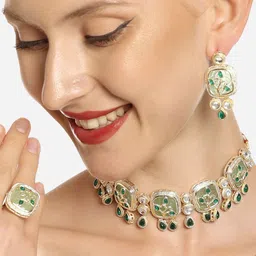 Zaveri Pearls Gold-Plated Kundan-Studded Jewellery Set-image-99