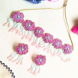 Sangria Gold Plated Beaded Jewellery Set-image-103