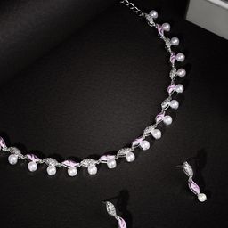 ASMITTA JEWELLERY Rhodium-Plated Cubic Zirconia-Studded & Beaded Jewellery Set-20