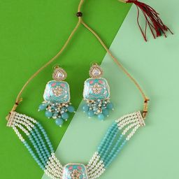 Cierra Gold-plated Enamelled Kundan-studded & Beaded Jewellery Set-image-52