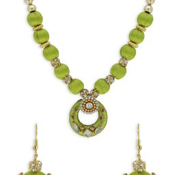 AKSHARA Gold-Plated Stone-Studded & Beaded Jewellery Set-13