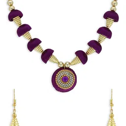 AKSHARA Gold-Plated Stone-Studded & Beaded Jewellery Set-15