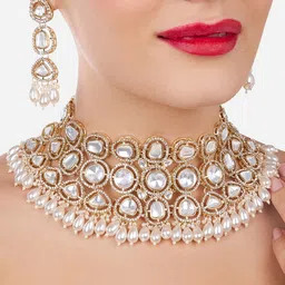 Zaveri Pearls American Diamond Stone-Studded & Beaded Jewellery Set-36