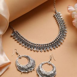Jazz and Sizzle Oxidised Silver-Plated Beads-Studded  Jewellery Set-image-56
