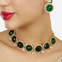 Zaveri Pearls Gold-Plated Austrian Diamond-Studded Jewellery Set-6