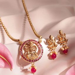 Rubans Gold-Plated Stone-Studded Jewellery Set-image-28
