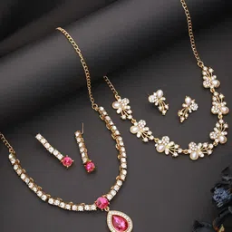 Jazz and Sizzle Set Of 2 Gold-Plated CZ-Studded Jewellery Set-27