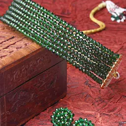 KARATCART Gold-Plated  Green Crystal Beaded Jewellery Set-36