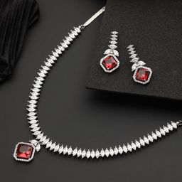 Saraf RS Jewellery Silver-Plated CZ-Studded Jewellery Set-image-24