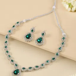 AMI Silver Plated American Diamond Jewellery Set-48