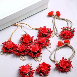 Kennice Gold-Plated Pearl Flower Beaded Jewellery Set-image-38