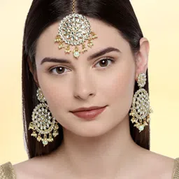 Anouk Gold Plated Kundan Studded & Pearl Beaded Jewellery Set-picture-9