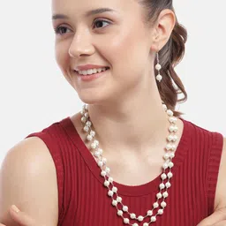 Anouk Silver-Plated Pearls-Studded Layered Jewellery Set-37