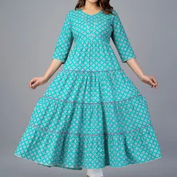 KALINI Ethnic Motifs Printed Gotta Patti Detail Tiered Anarkali Kurta-picture-54