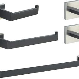 Towel Hanger for Bathroom and Kitchen, Wall Mount 5 Piece Set, 21 inch 1 Bar Towel Rod-image-53