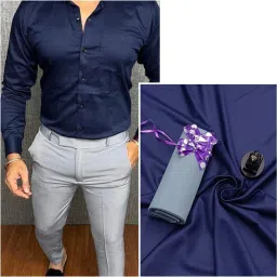 Unstitched Cotton Blend Shirt & Trouser Fabric Solid-image-1