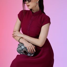Femvy Peter Women Cap Sleeves Georgette Fit & Flare Midi Dress-picture-37