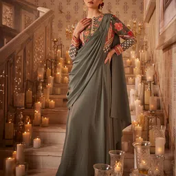 WISHFUL Floral Printed Embellished Detailed Ethnic Maxi Dress-image-5