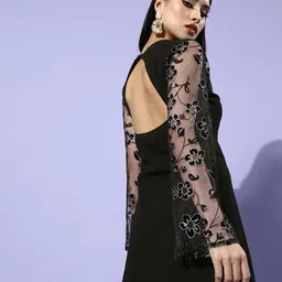 Athena Women Black Embellished Sheer Dress-image-16