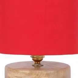 Devansh Red Wooden Traditional Cylindrical Shaped Table Lamp image 5