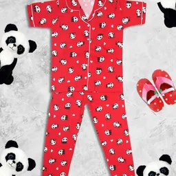Ninos Dreams Girls Conversational Printed Pure Cotton Night Suit-image-22