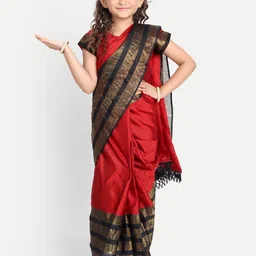 LOOKS AND LIKES Girls Zari Pure Cotton Kota Saree-51