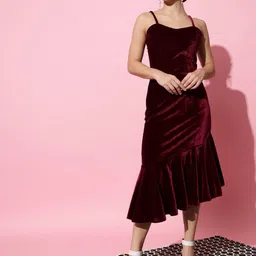 VAARARO Velvet Sheath Midi Dress-picture-21