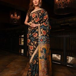 Celeb Styles Ethnic Motifs Pure Linen Saree-image-44
